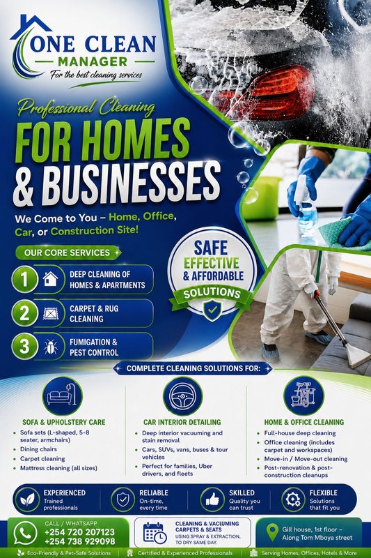 One Clean Manager — Services Flyer